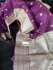 Organza Silk Banarsi - Wine Purple Kadwa