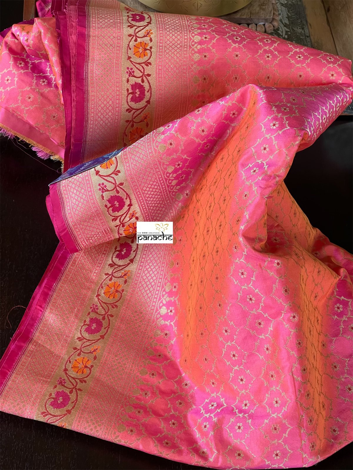 Pure Silk Banarasi - Shot Pink Tilfi