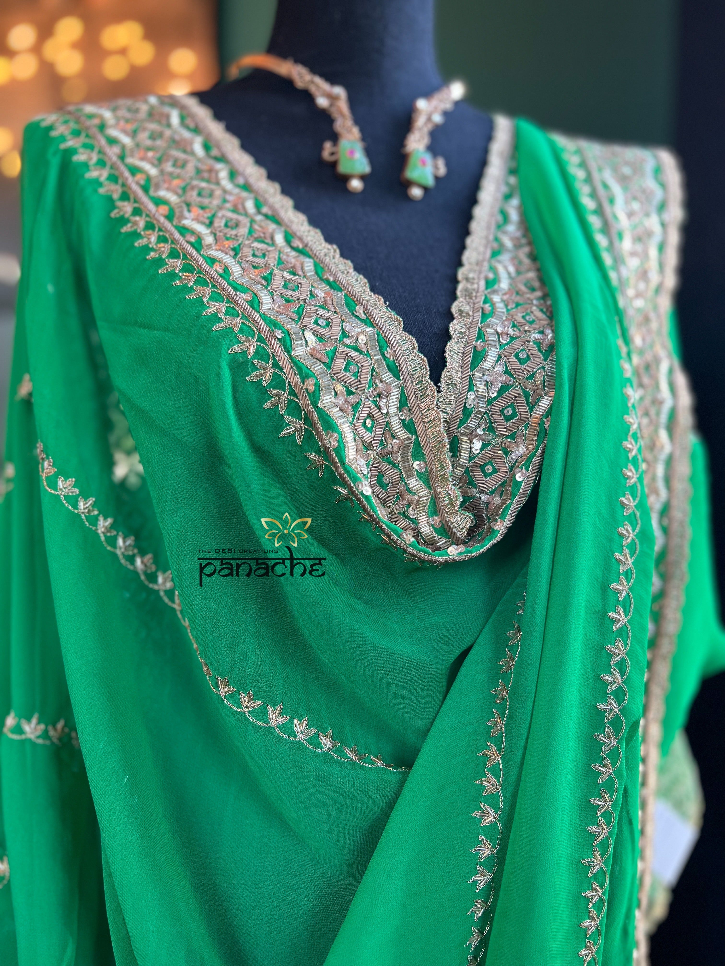 Designer Pure Georgette - Emerald Green