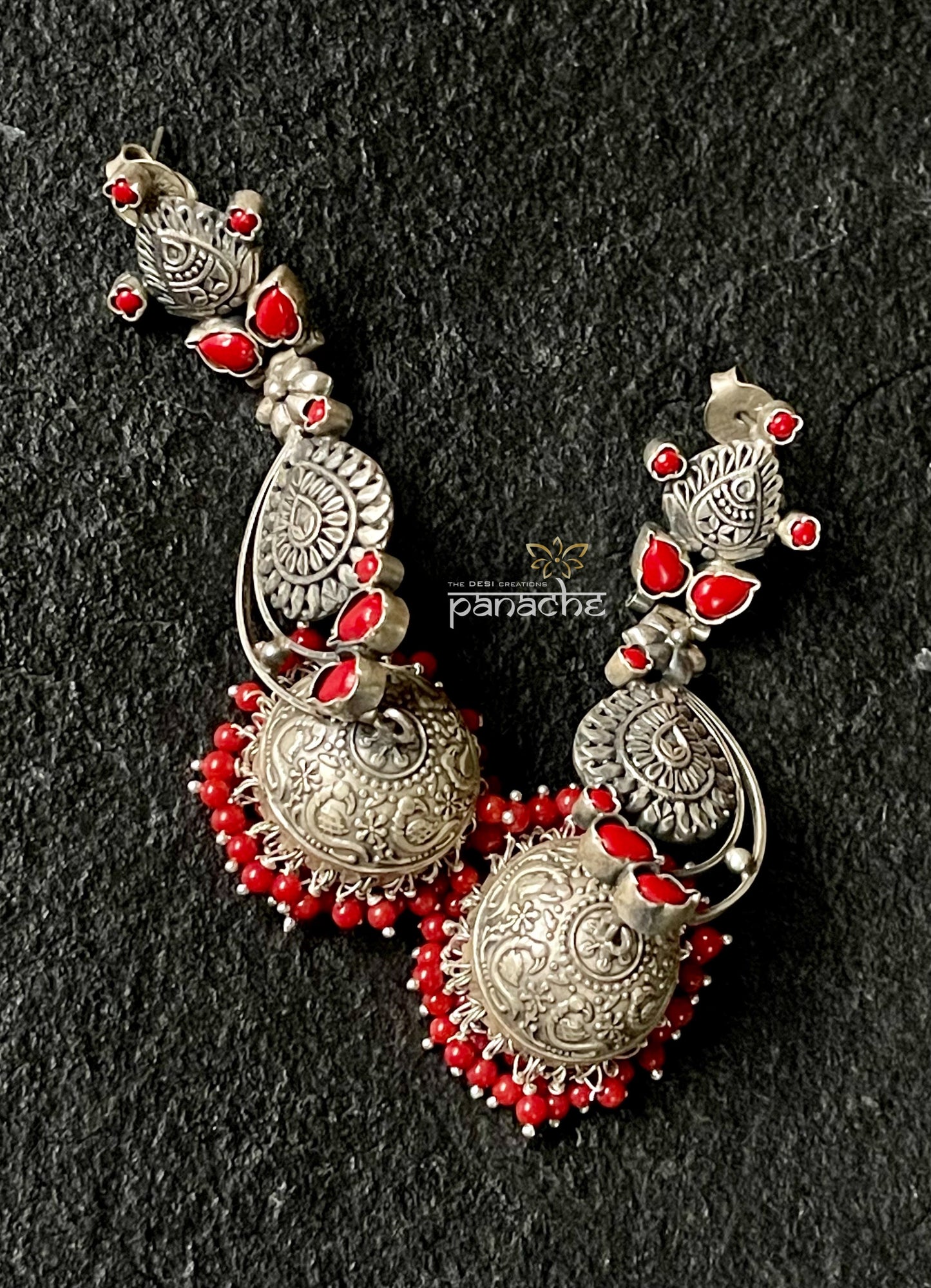 Earring 925 Silver- Silver Polish Coral