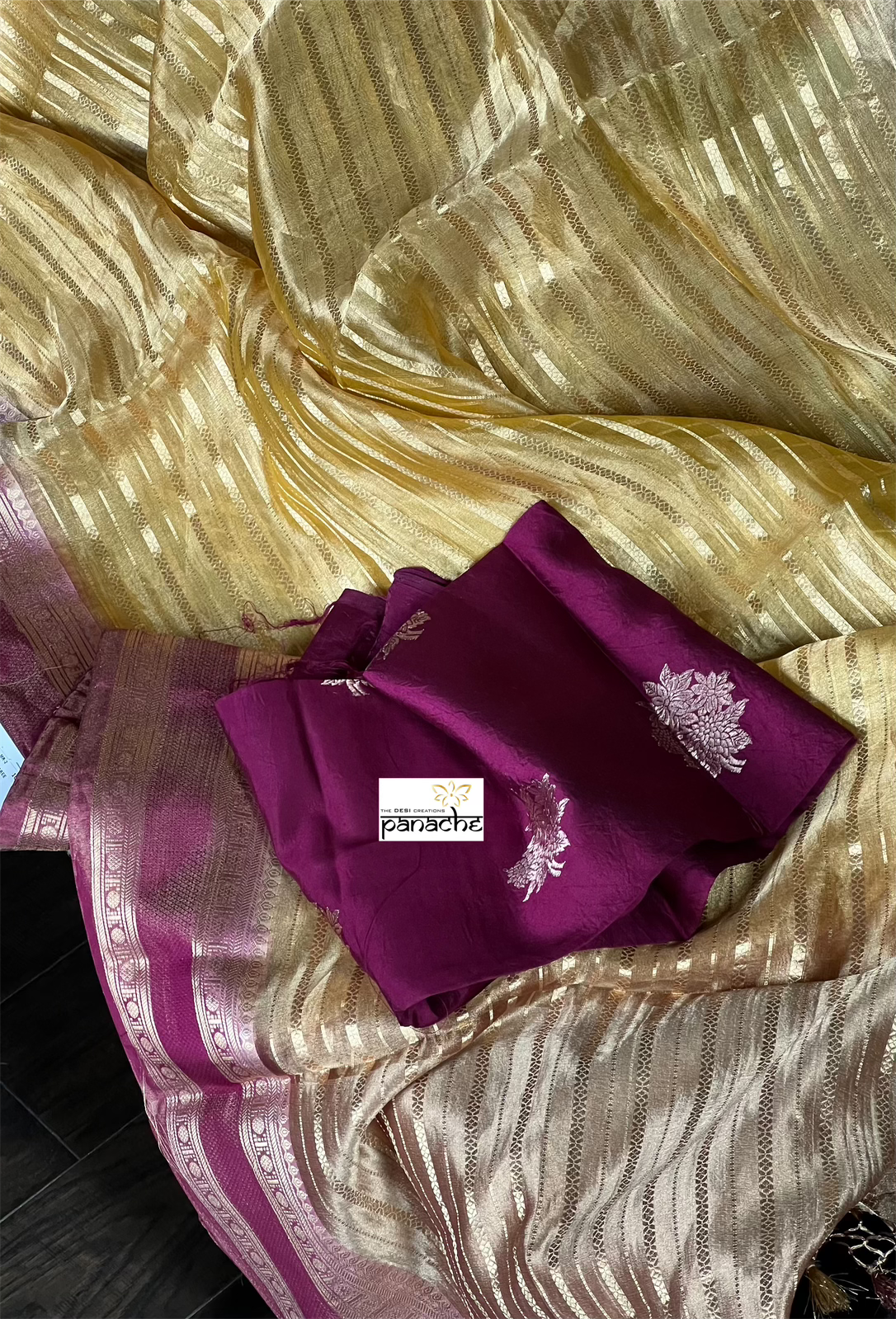 Pure Tissue Kora Silk Banarasi - Golden Yellow