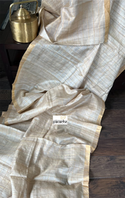 Tussar Silk - Beige Golden Zari