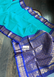 Cotton Gadwal - Sea-Green Royal Blue