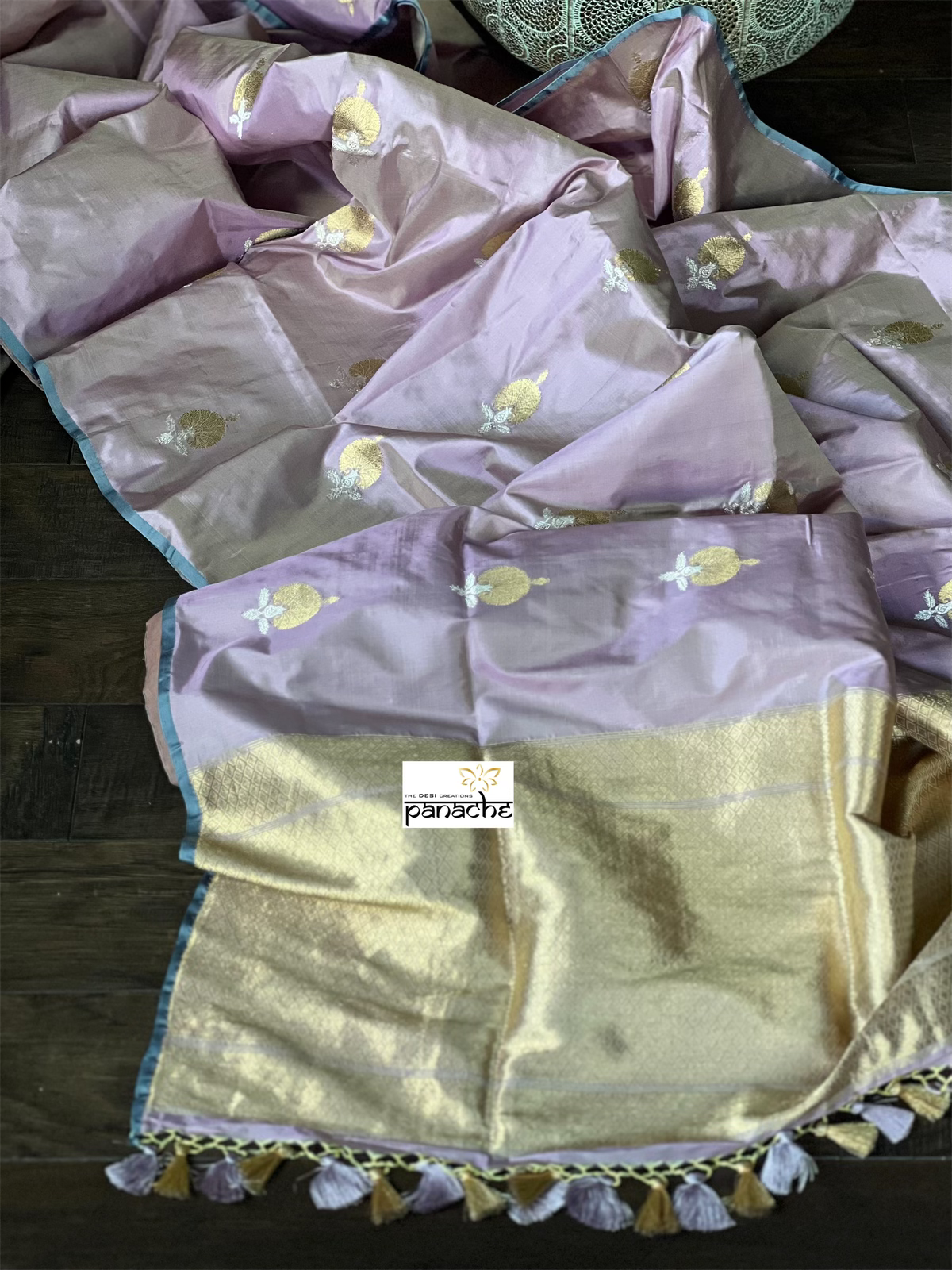 Pure Katan Silk Banarasi -  Pastel Mauve Kadwa