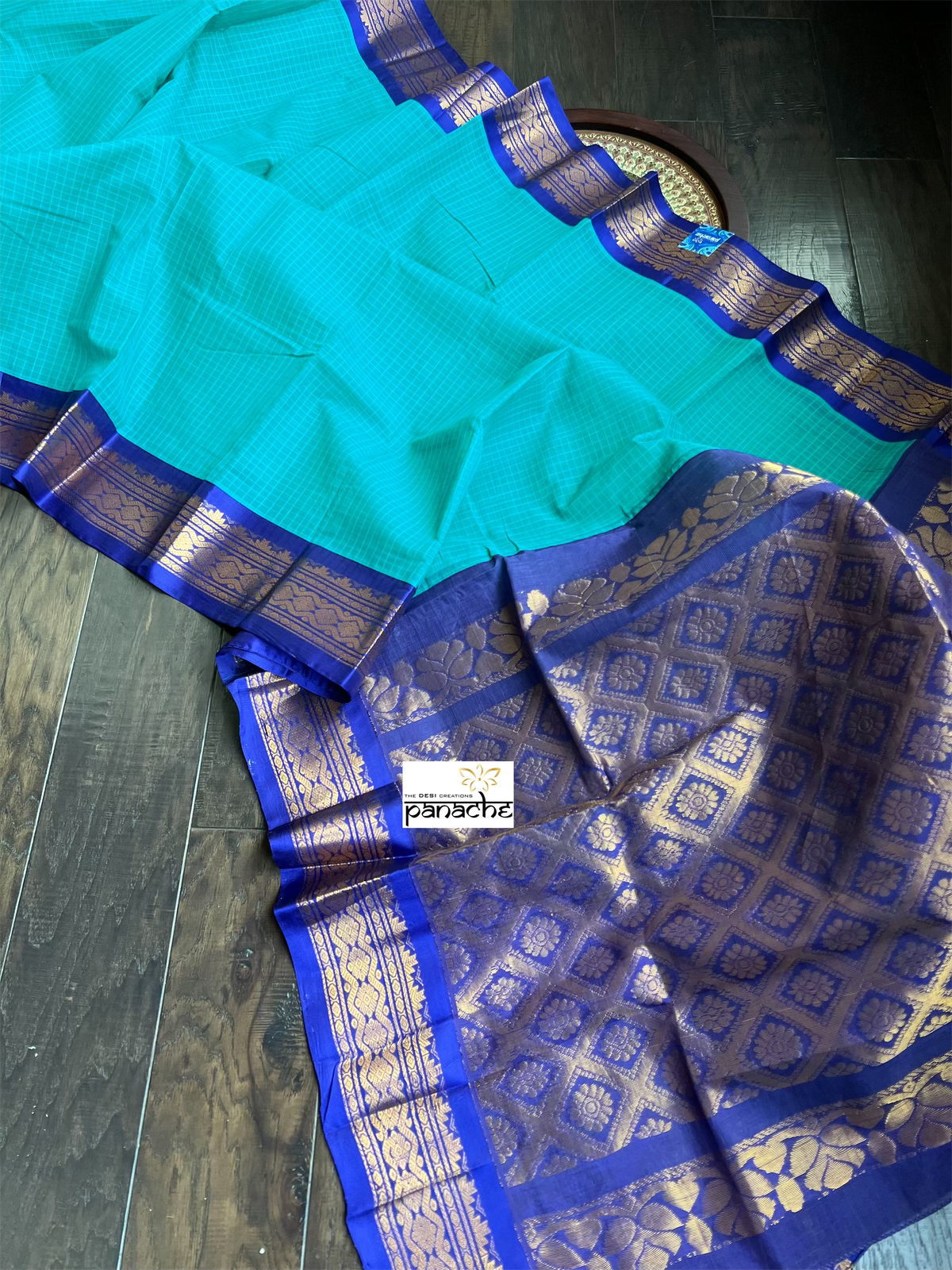 Cotton Gadwal - Sea-Green Royal Blue