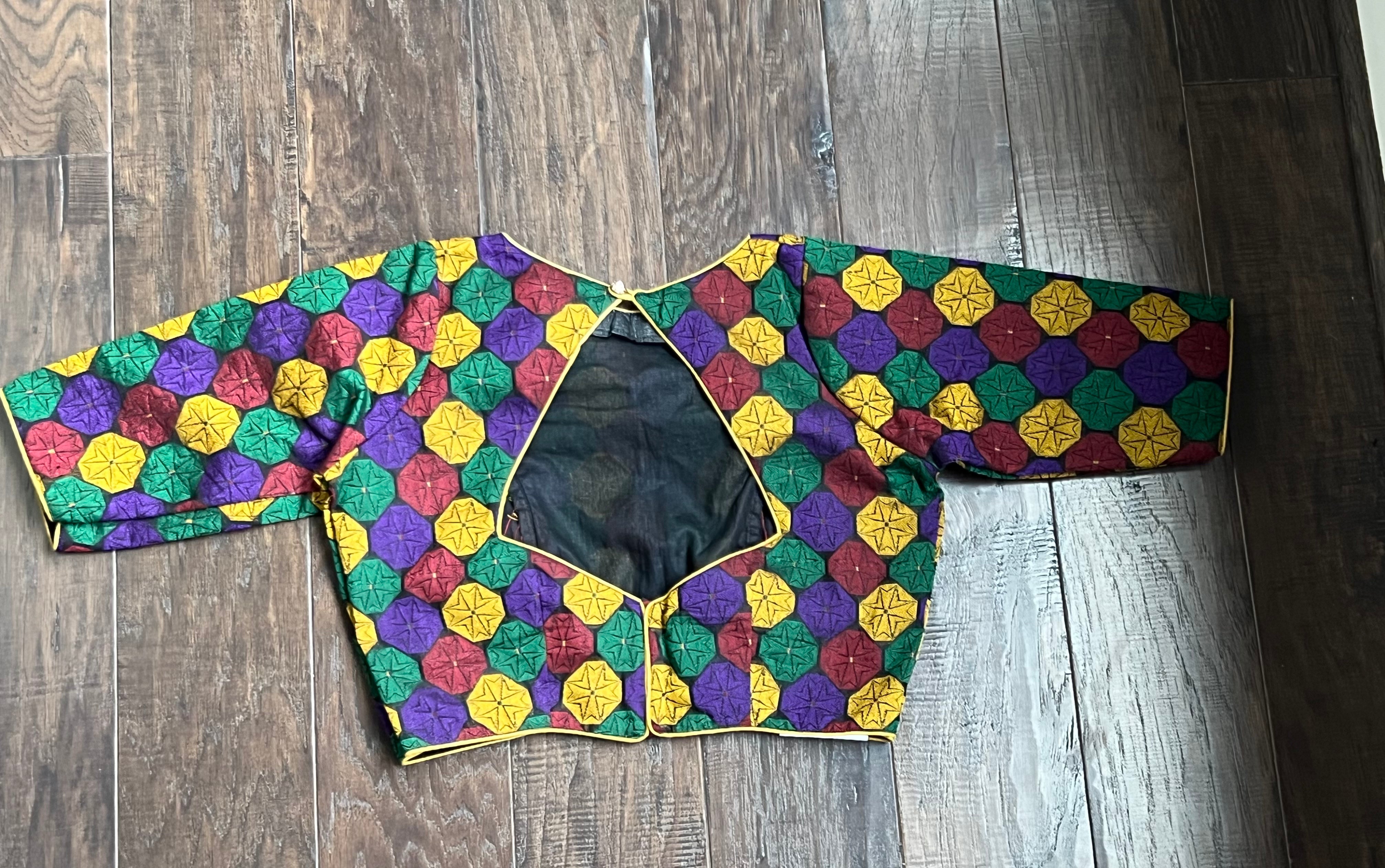 Designer Blouse - Black Purple Yellow