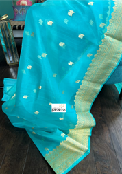 Organza Silk Banarsi - Light Firozi Kadwa