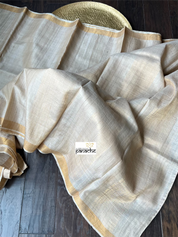 Tussar Silk - Beige Golden Zari