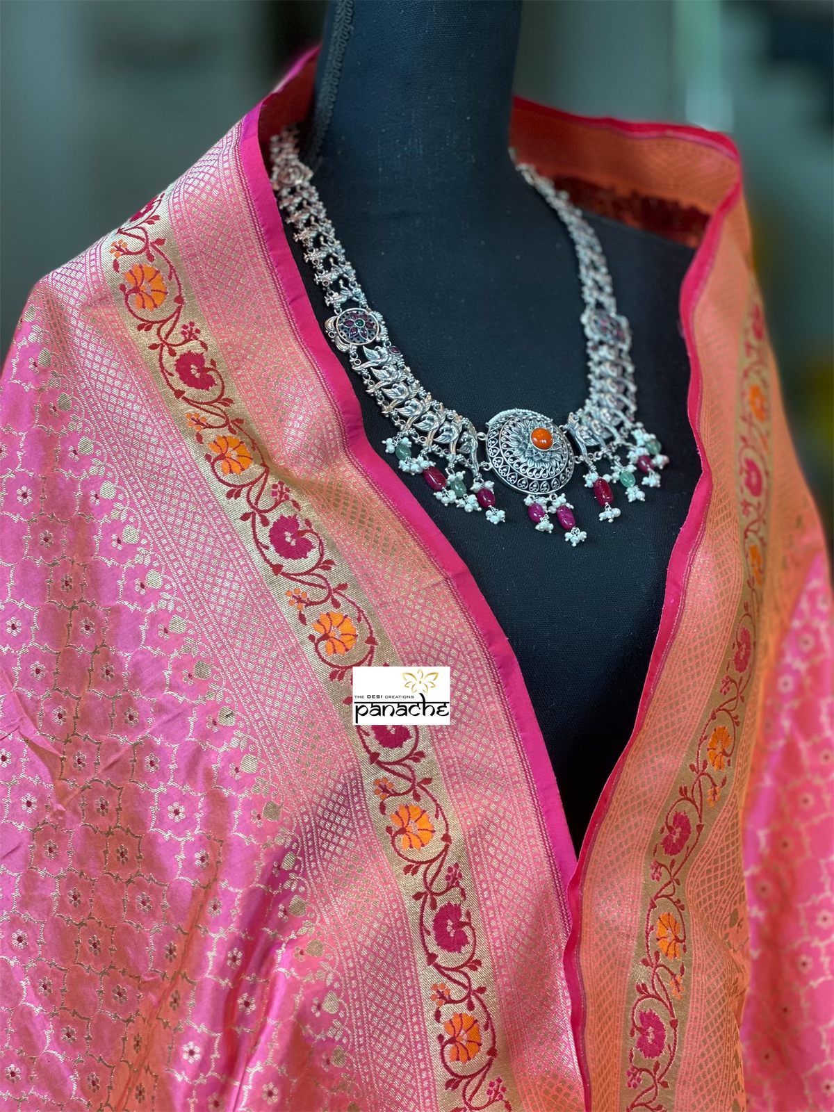 Pure Silk Banarasi - Shot Pink Tilfi