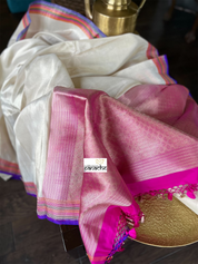 Pure Tissue Silk Banarasi - Offwhite Golden Purple