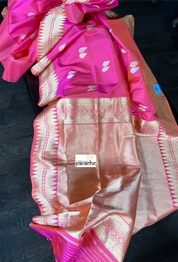 Pure Silk Kadwa Banarasi - Pink Dual Shaded