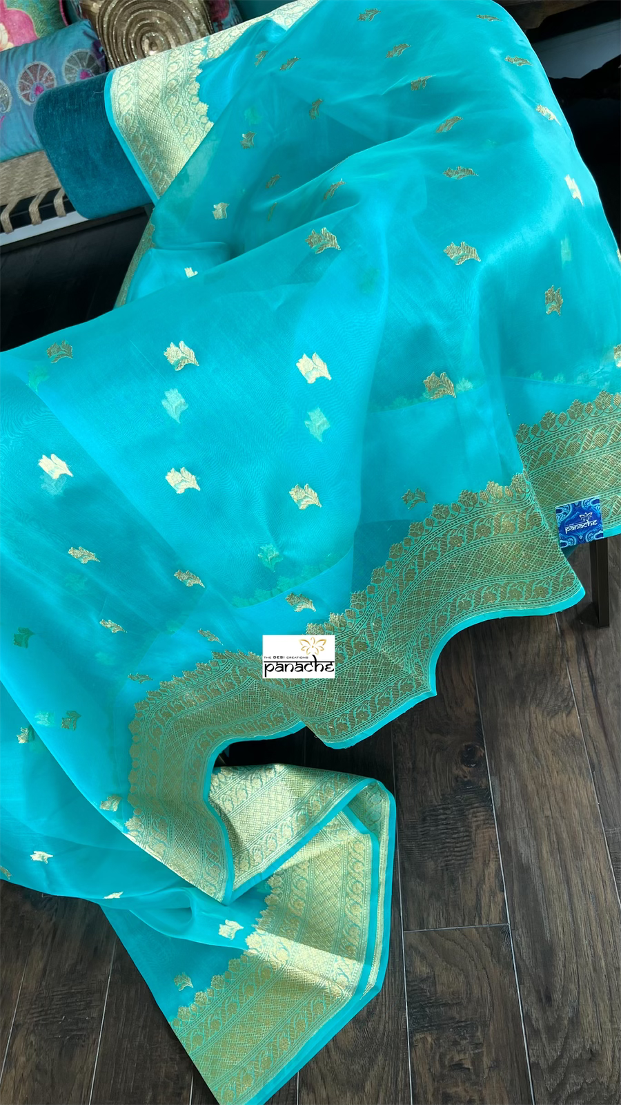 Organza Silk Banarsi - Light Firozi Kadwa