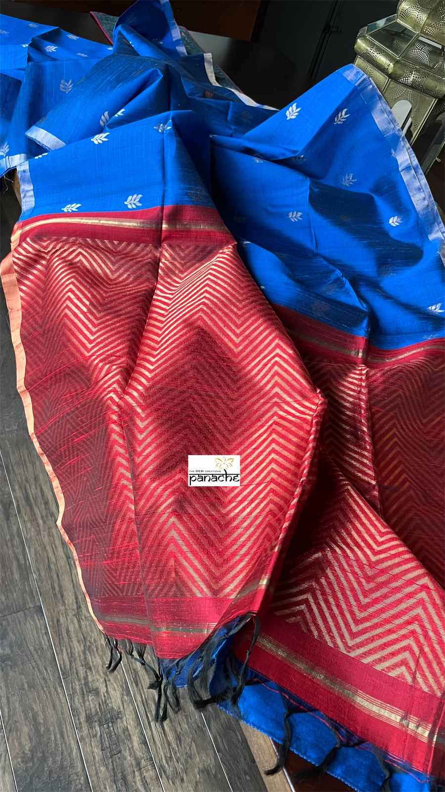 Pure Raw Silk - Royal Blue Red