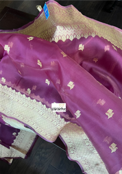 Organza Silk Banarsi - Wine Purple Kadwa