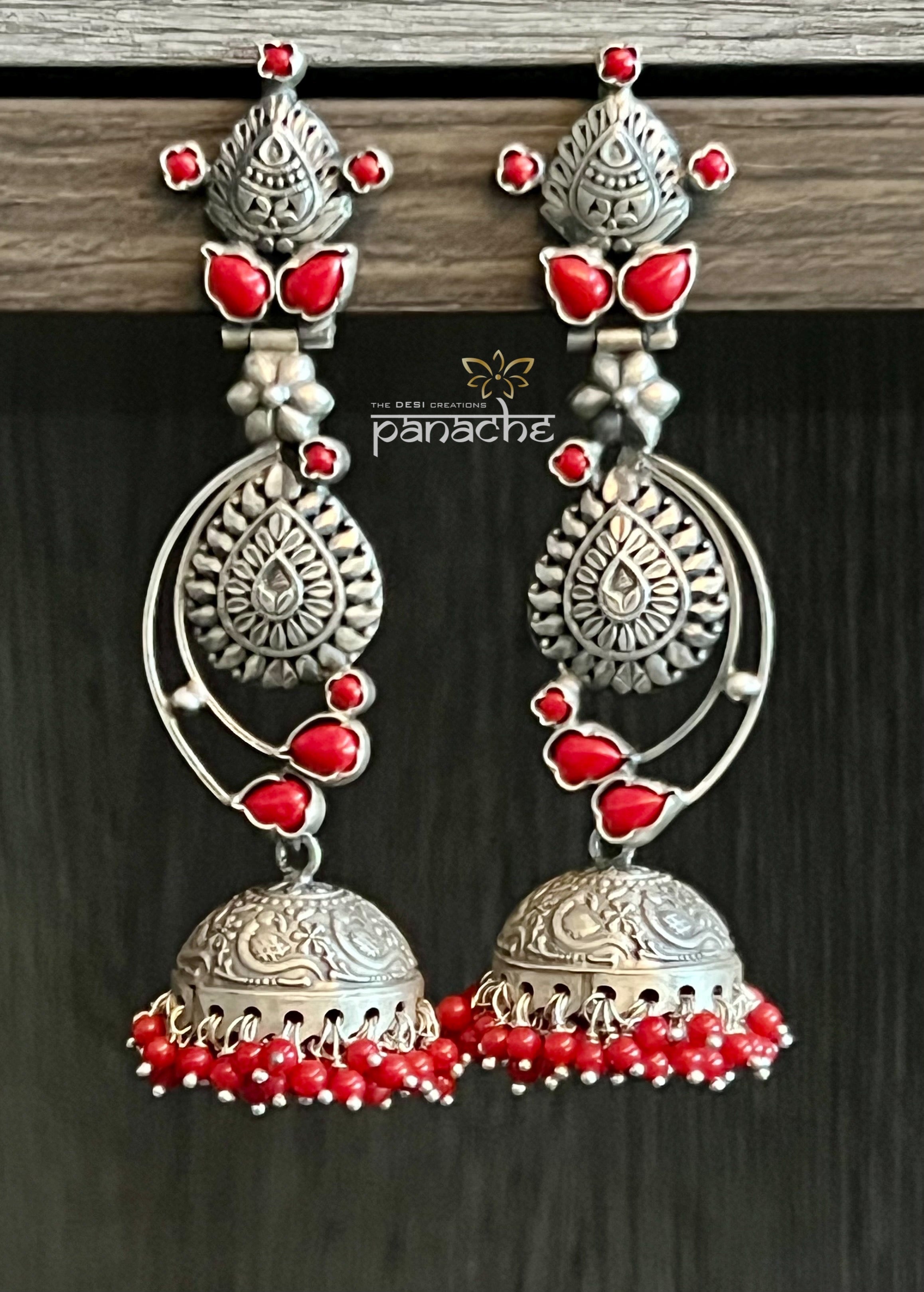 Earring 925 Silver- Silver Polish Coral