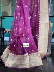 Organza Silk Banarsi - Wine Purple Kadwa