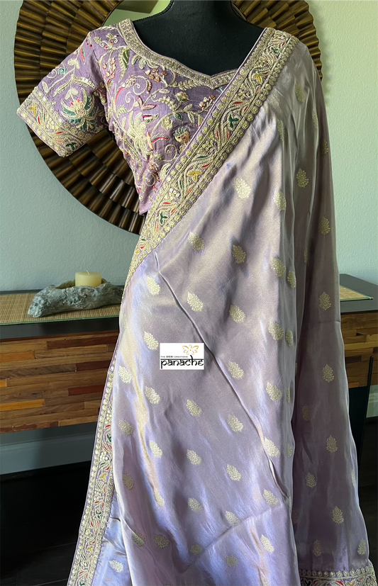 Designer Saree Blouse Pair - Lilac