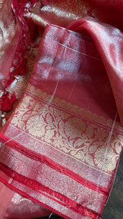 Pure Tissue Katan Silk Banarasi - Raspberry Pink