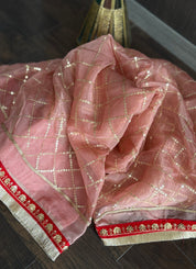 Designer Organza Sequin - Blush Pink