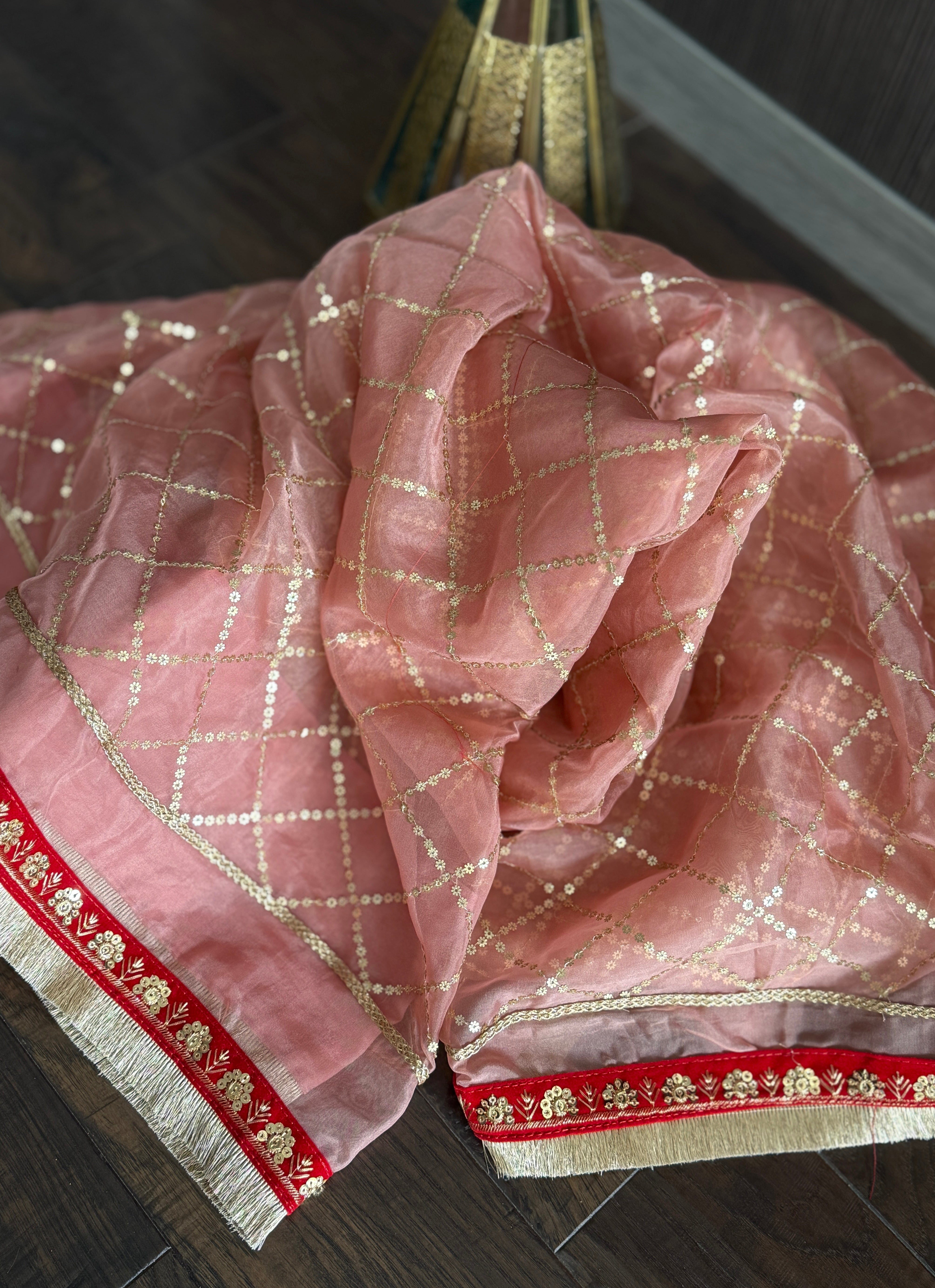 Designer Organza Sequin - Blush Pink