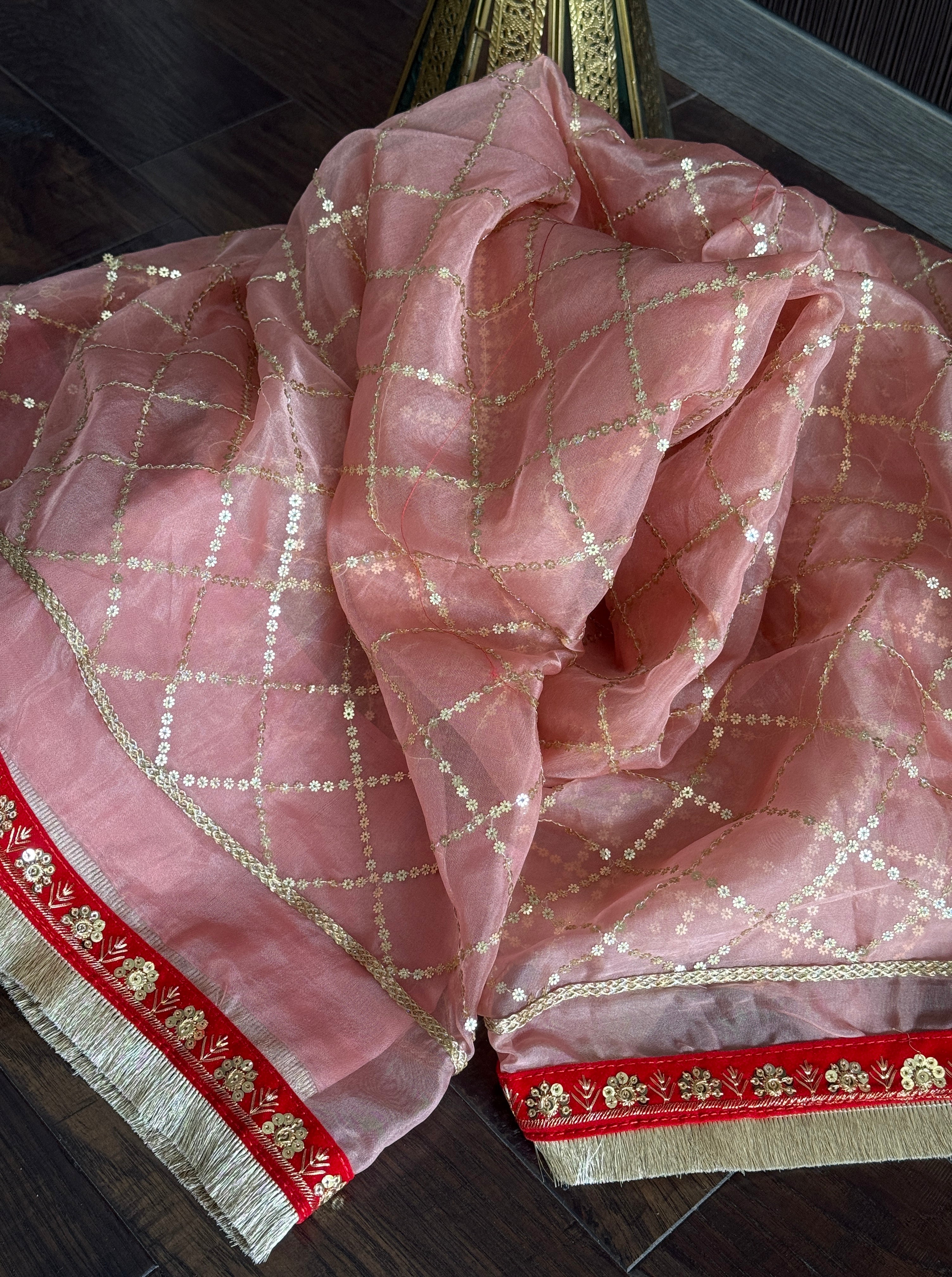 Designer Organza Sequin - Blush Pink