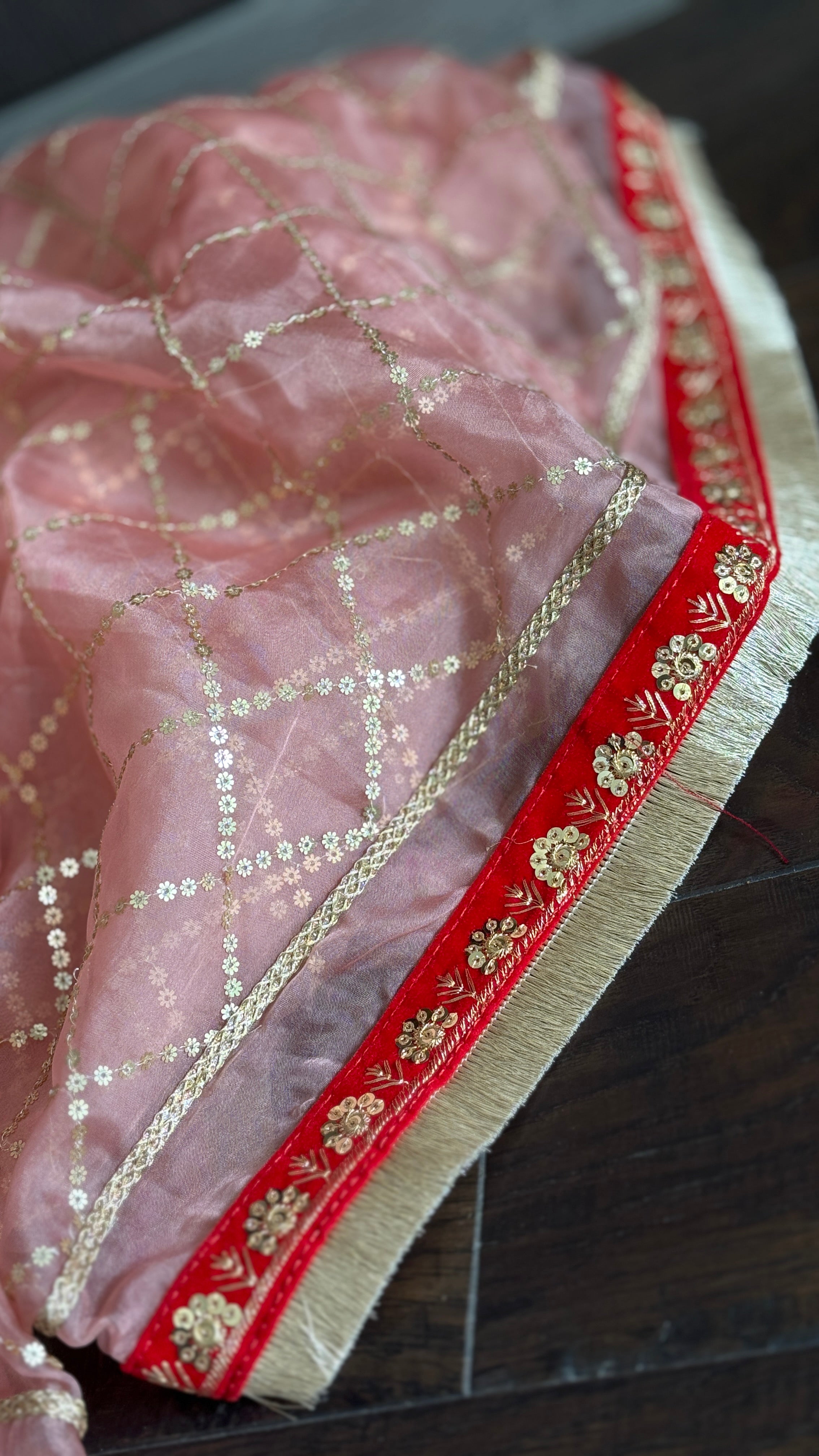 Designer Organza Sequin - Blush Pink