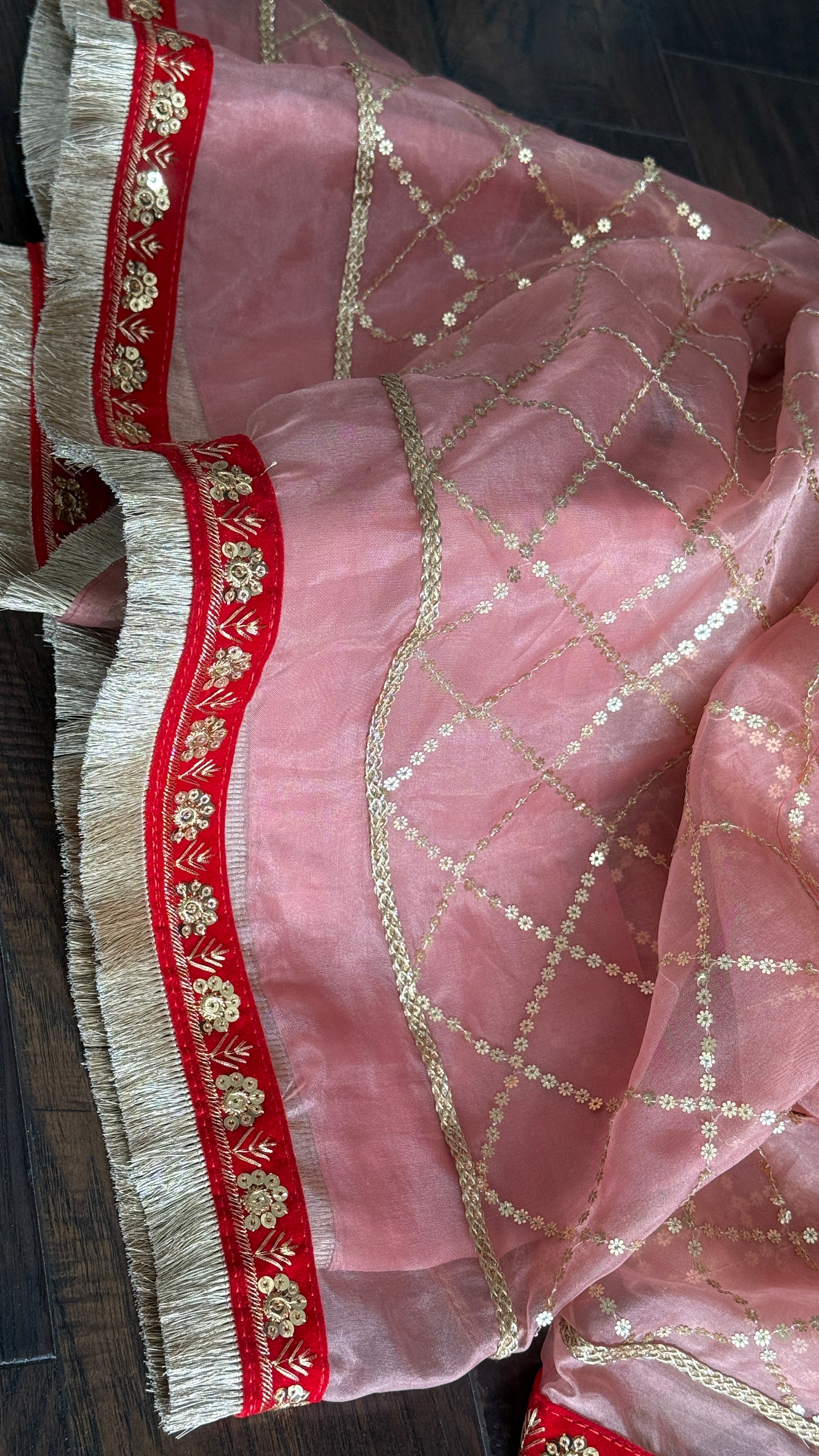 Designer Organza Sequin - Blush Pink