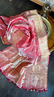 Pure Tissue Katan Silk Banarasi - Raspberry Pink