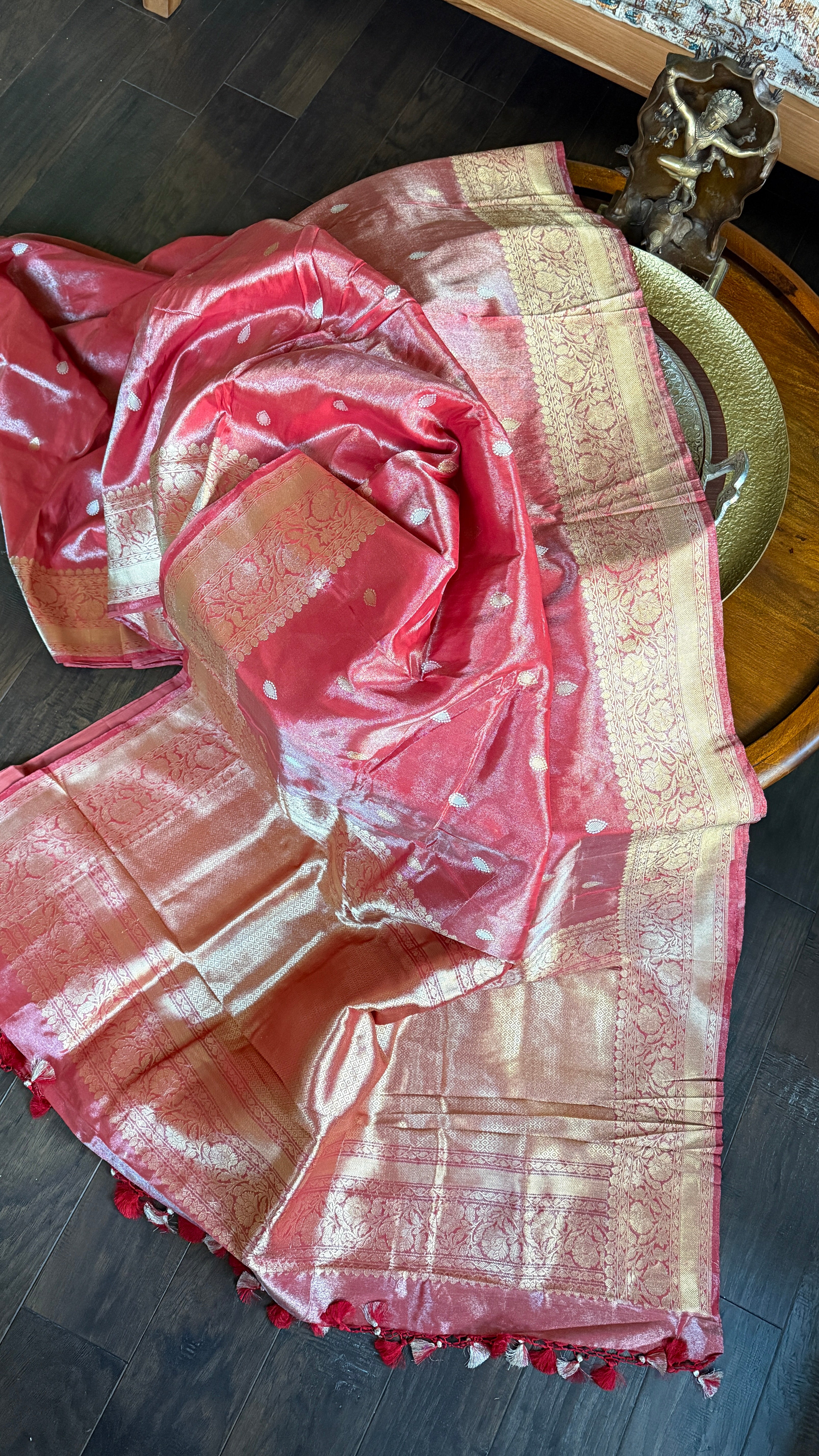 Pure Tissue Katan Silk Banarasi - Raspberry Pink