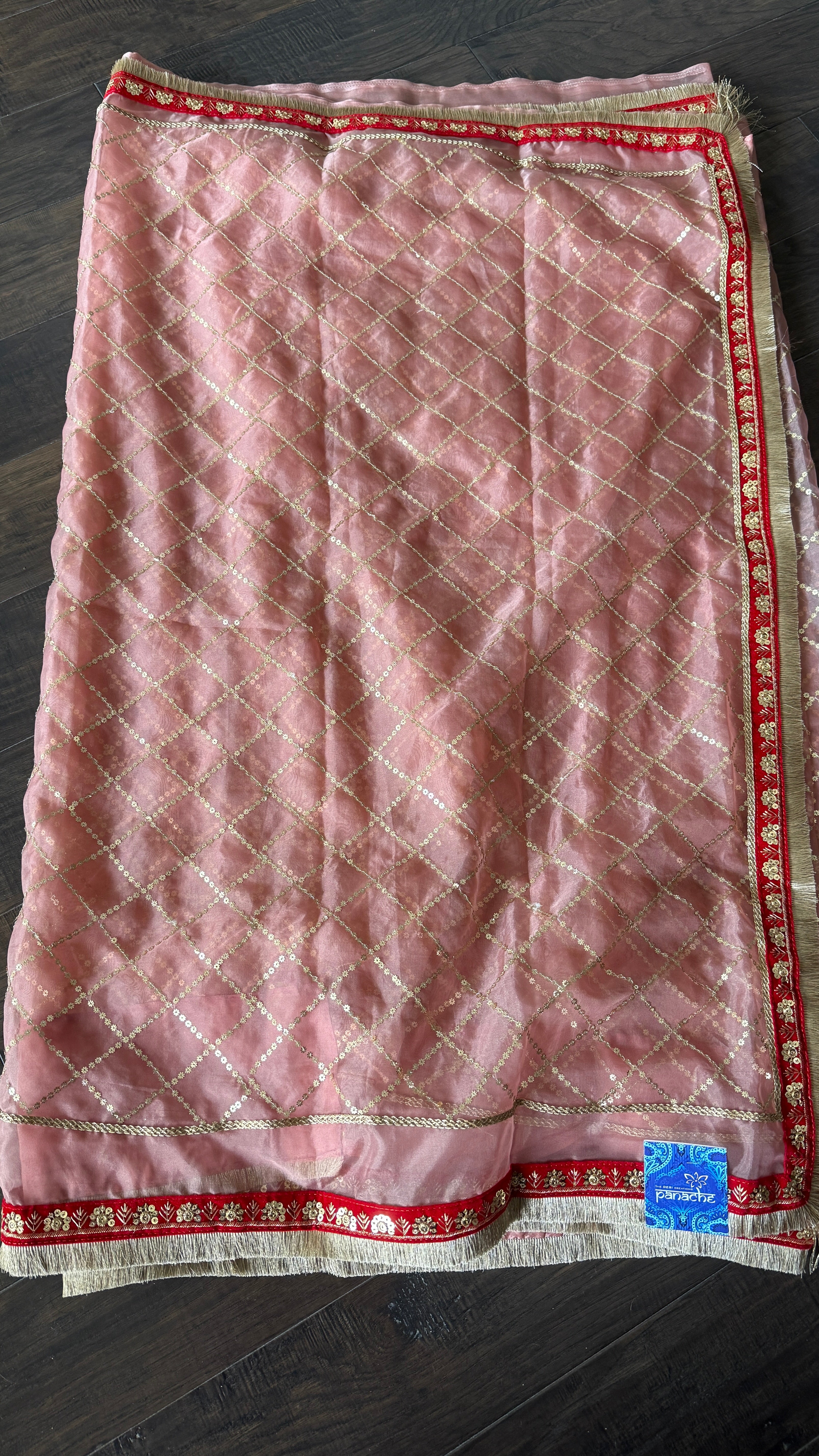 Designer Organza Sequin - Blush Pink