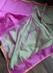 Designer Chanderi Silk Cotton - Pink Green