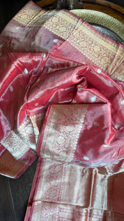 Pure Tissue Katan Silk Banarasi - Raspberry Pink