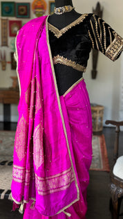 Designer Raw Silk Banarasi Shaded - Hot Pink Magenta