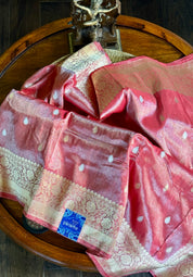 Pure Tissue Katan Silk Banarasi - Raspberry Pink