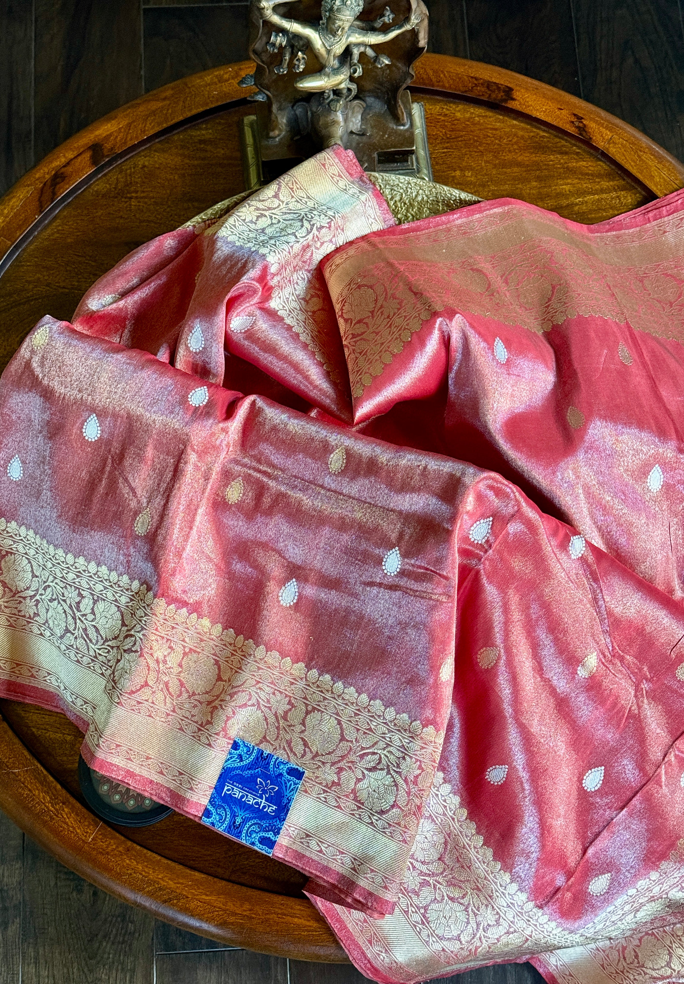 Pure Tissue Katan Silk Banarasi - Raspberry Pink