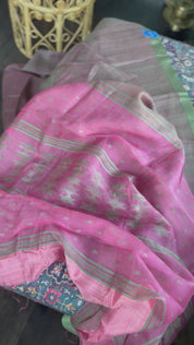 Pure Matka Silk Dual weave - Green by Pink