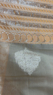 Organza Silk Banarasi - Tan Beige Orange Kadwa Motifs