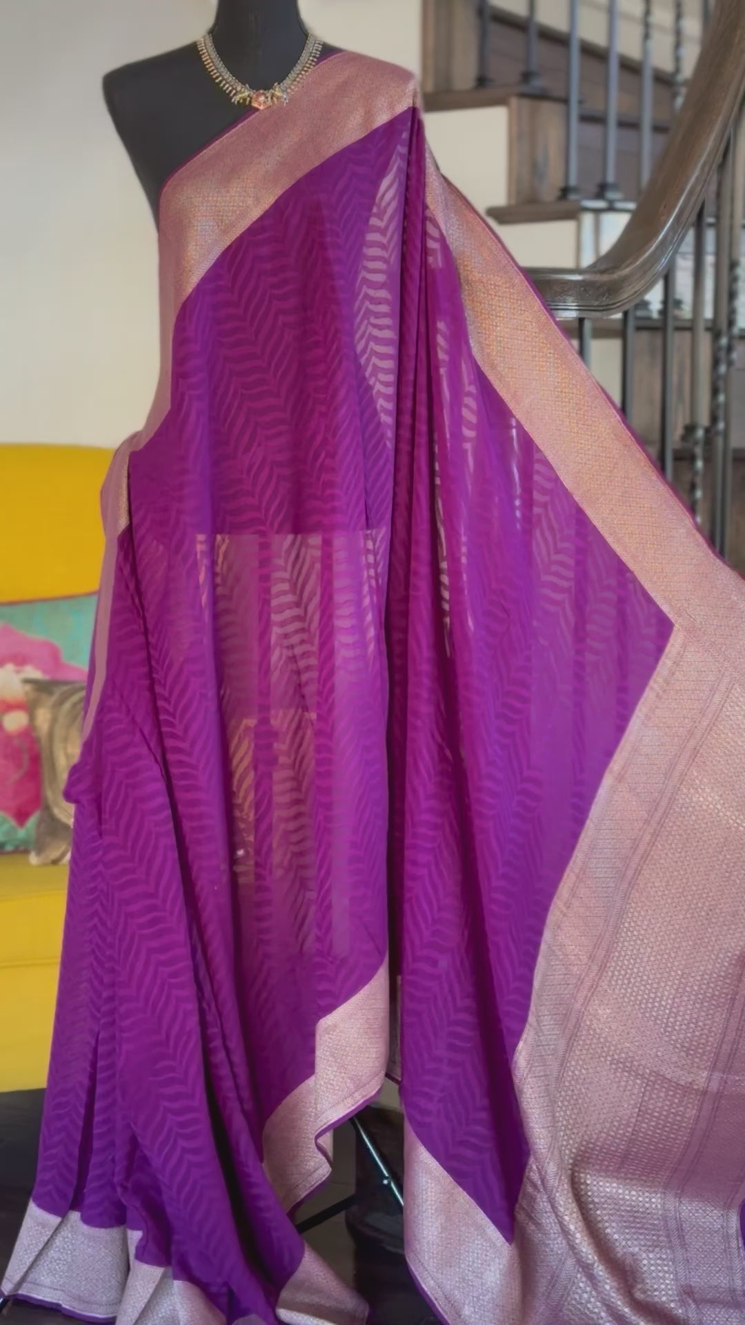 Khaddi Georgette Tanchoi Banarasi - Wine Purple