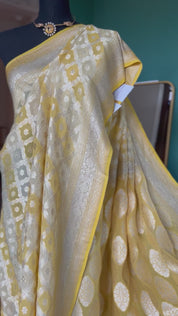 Khaddi Georgette Banarasi - Yellow Shaded