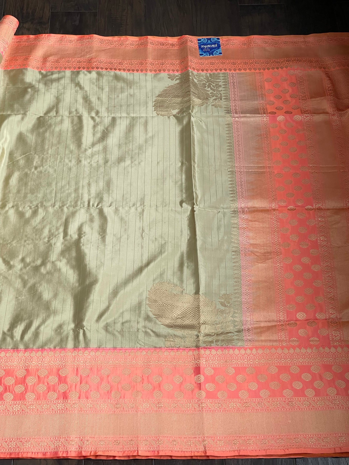 Katan Silk Banarasi - Gray Beige Pink