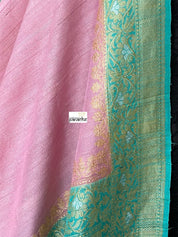 Tussar Georgette Banarasi- Pink Sea Green