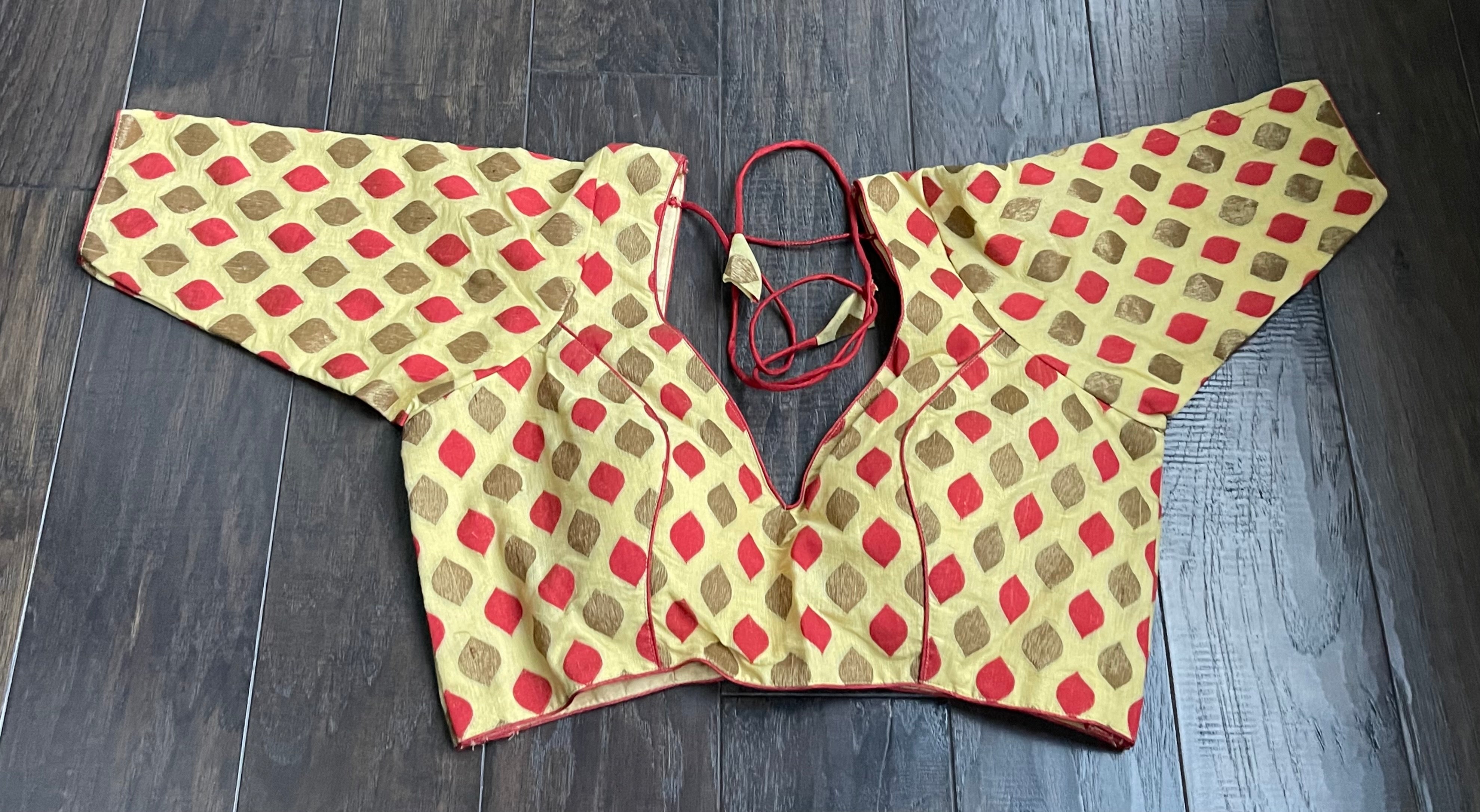 Designer Blouse - Ochre Yellow Red