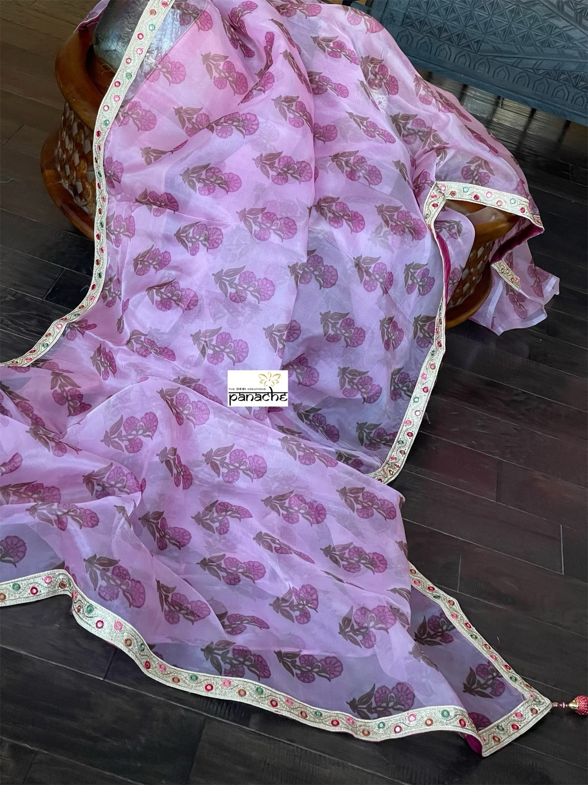 Designer Organza Floral - Light Pink