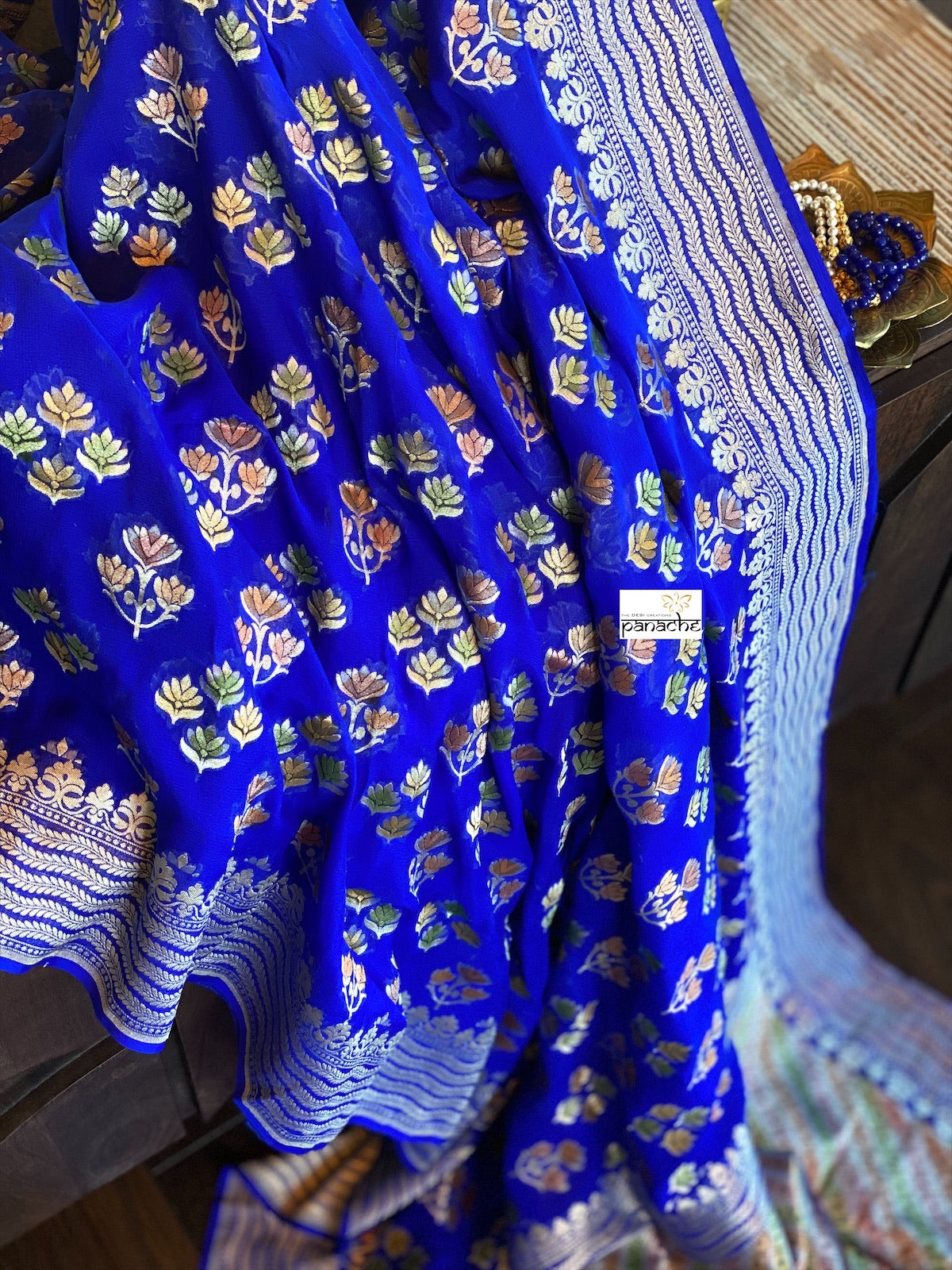 Khaddi Georgette Banarasi - Royal Blue Meenakari
