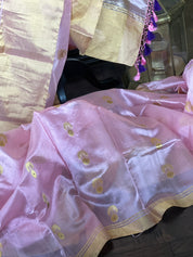 Pure Chanderi Silk - Light Baby Pink Eknaliya Woven