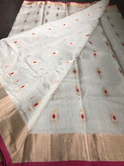 Chanderi Katan Silk Cotton - Clay Beige Meenakari
