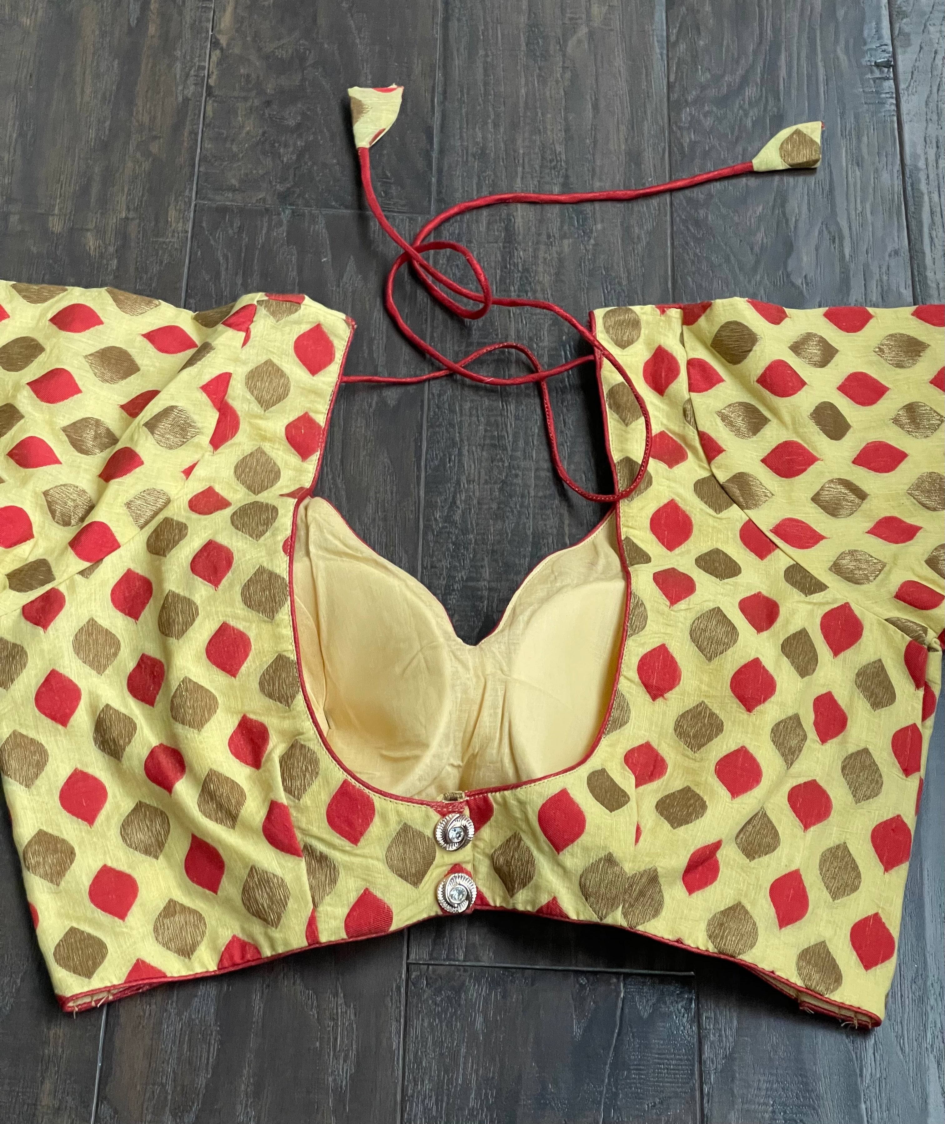 Designer Blouse - Ochre Yellow Red