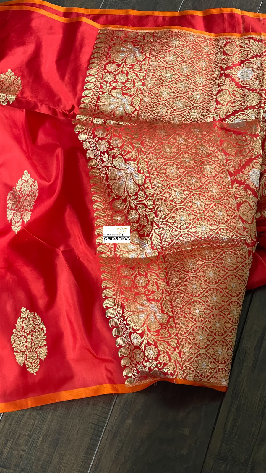 Pure Silk Kadwa Banarasi - Red Borderless