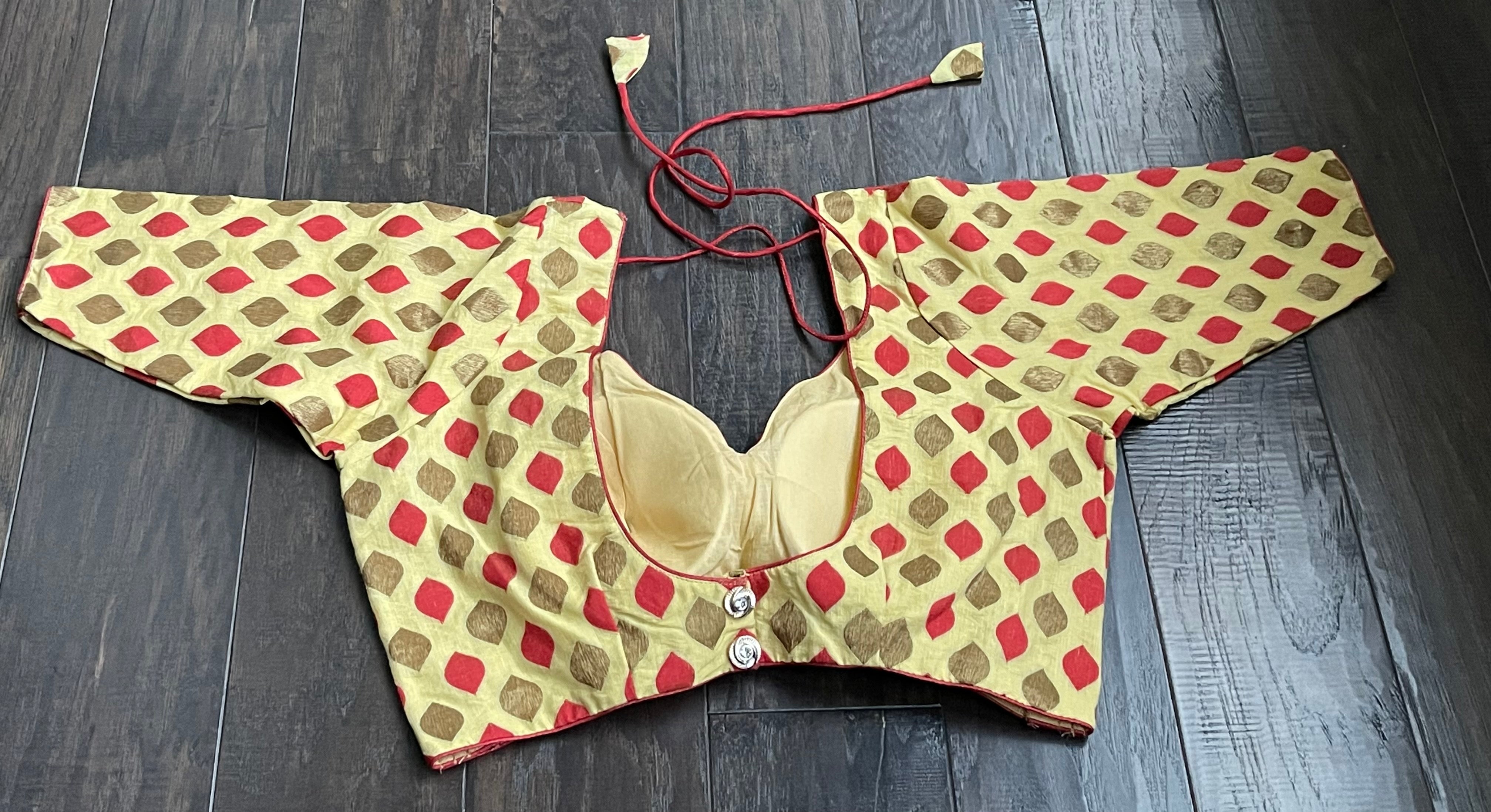 Designer Blouse - Ochre Yellow Red