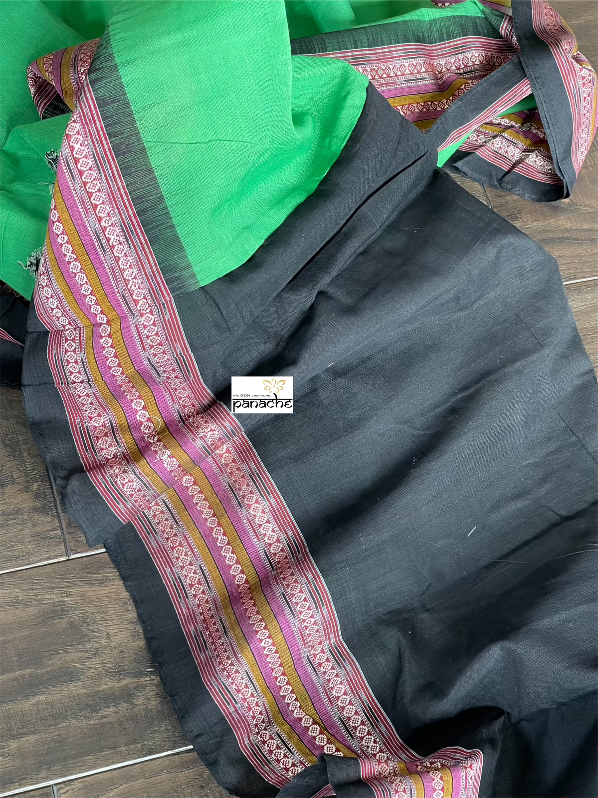 Pure Cotton Bomkai - Green Black